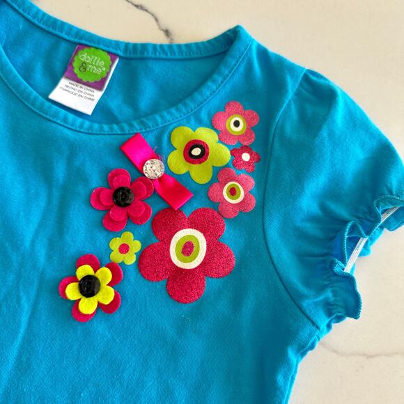 Dolly and Me Blue Floral T-Shirt - Girls Size 8 - Picture 2 of 5